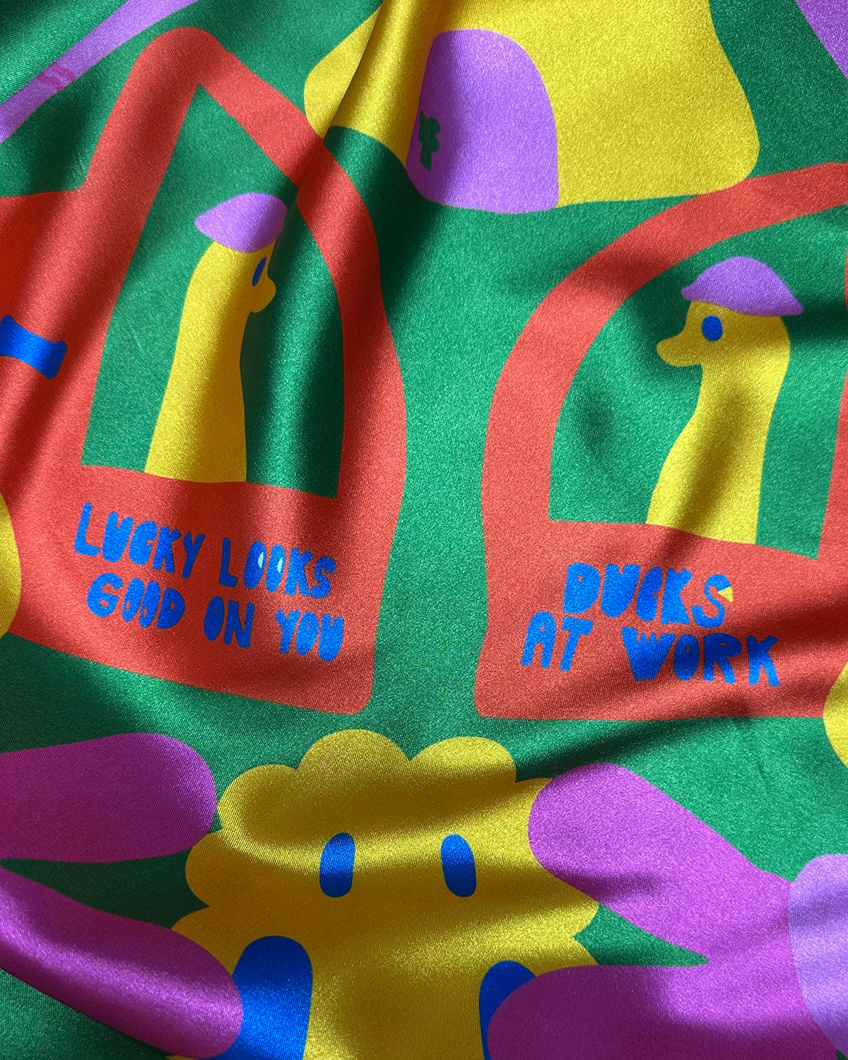 "Ducks at Work" Silk Scarf